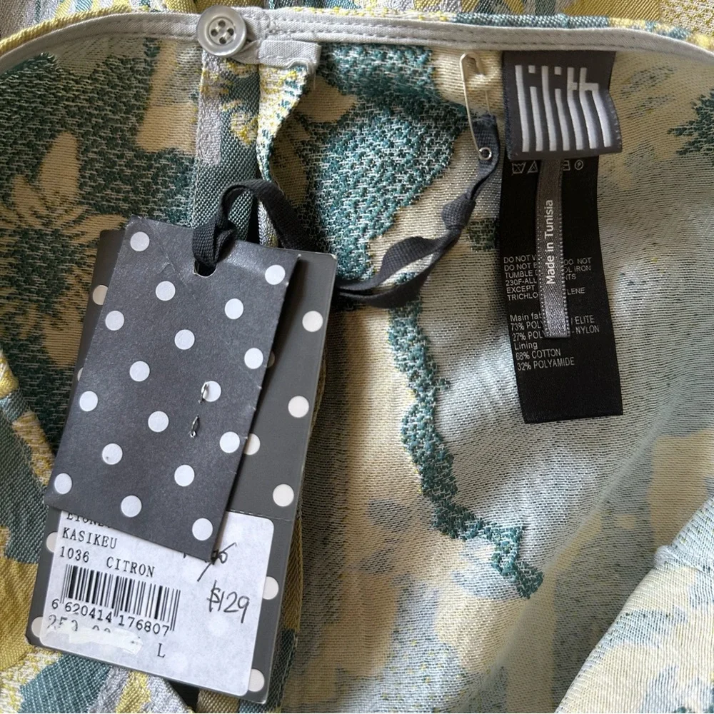 NWT LILITH Kasikeu Floral Boho Top in Citron sz L - Picture 9 of 11